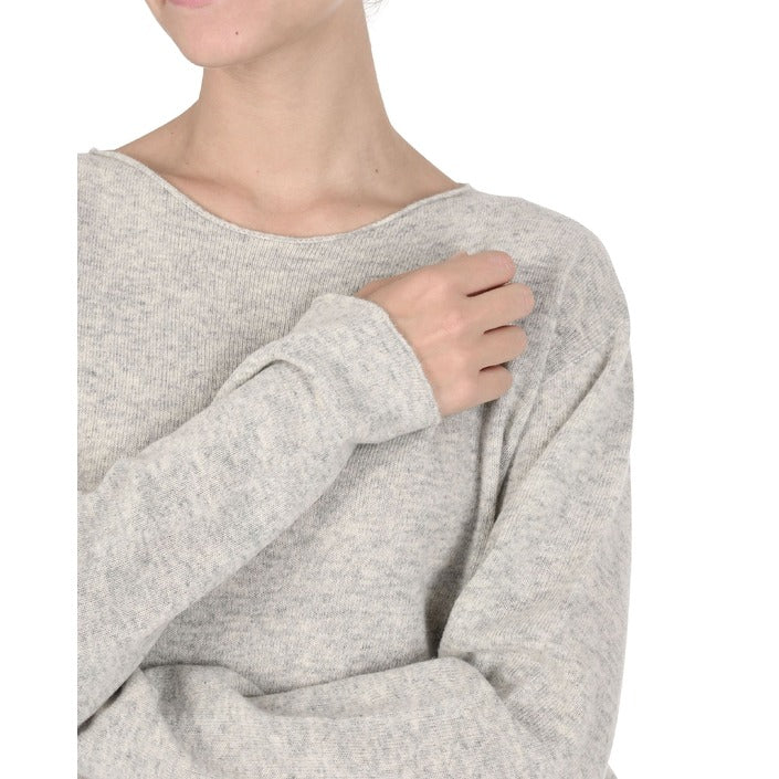Crown of Edinburgh Cashmere - Crown of Edinburgh Cashmere Womens Oversize Boat Neck Sweater COE 008 GREY MELANGE