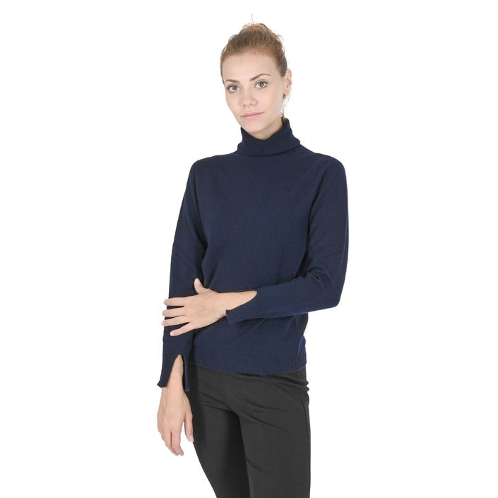 Crown of Edinburgh Cashmere - Crown of Edinburgh Cashmere Womens Turtleneck Sweater COE 0023 NAVY BLUE