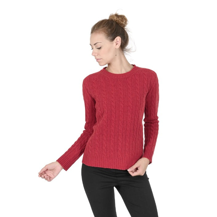 Crown of Edinburgh Cashmere - Crown of Edinburgh Cashmere Womens Round Neck Sweater COE 0033 RED