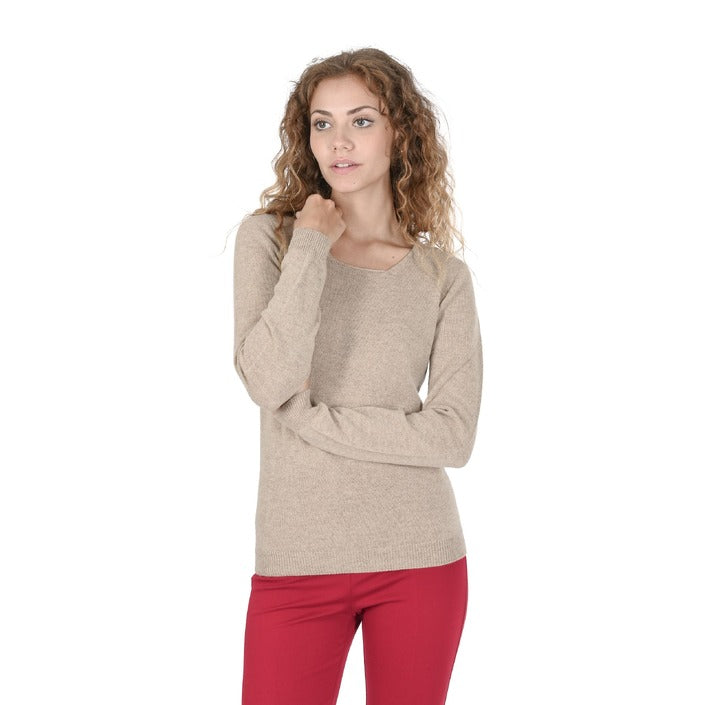 Crown of Edinburgh Cashmere - Crown of Edinburgh Cashmere Womens Square Neck Sweater COE 0024 SAND