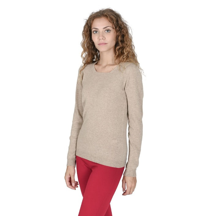 Crown of Edinburgh Cashmere - Crown of Edinburgh Cashmere Womens Square Neck Sweater COE 0024 SAND