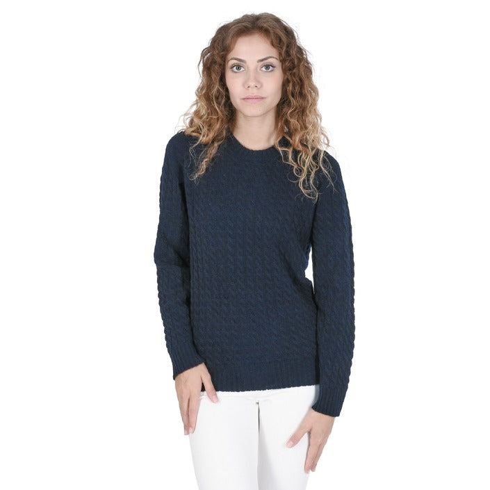 Crown of Edinburgh Cashmere - Crown of Edinburgh Cashmere Womens Round Neck Sweater COE 0013 NAVY BLUE