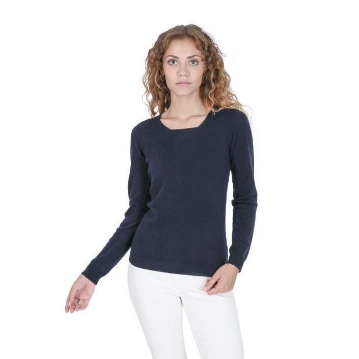Crown of Edinburgh Cashmere - Crown of Edinburgh Cashmere Womens Square Neck Sweater COE 0024 NAVY