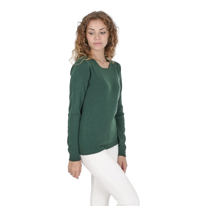 Crown of Edinburgh Cashmere - Crown of Edinburgh Cashmere Womens Square Neck Sweater COE 0024 BOTTLE GREEN