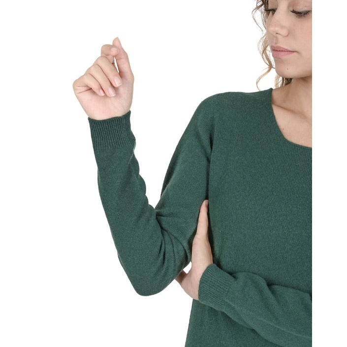 Crown of Edinburgh Cashmere - Crown of Edinburgh Cashmere Womens Square Neck Sweater COE 0024 BOTTLE GREEN