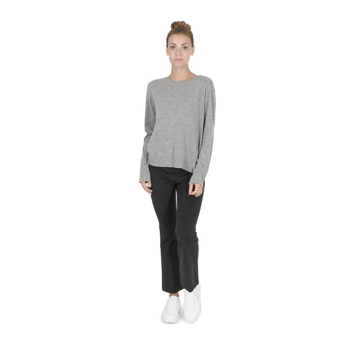 Crown of Edinburgh Cashmere - Crown of Edinburgh Cashmere Womens Oversize Boat Neck Sweater COE 008 PEWTER GREY