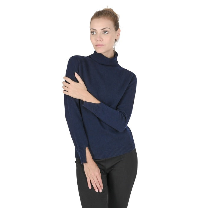 Crown of Edinburgh Cashmere - Crown of Edinburgh Cashmere Womens Turtleneck Sweater COE 0023 NAVY BLUE